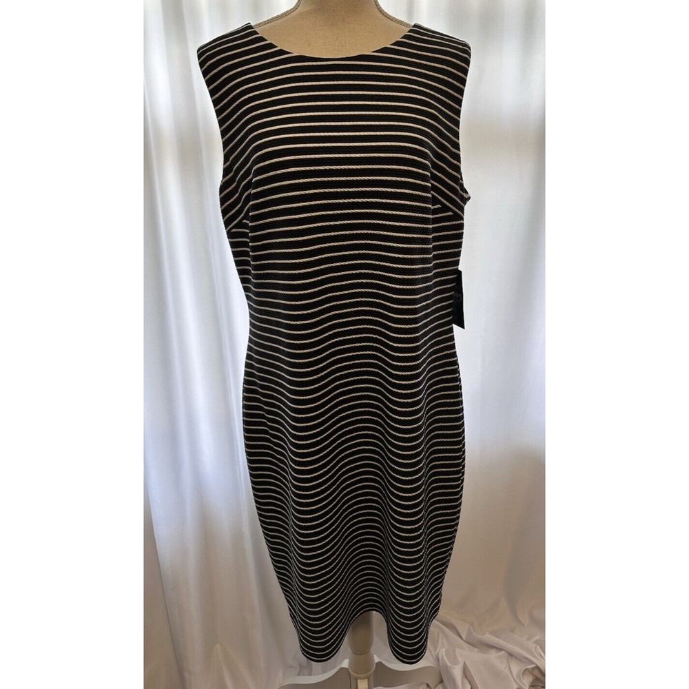 New Chaps Dress Size 16 Striped Sheath Sleeveless Twilight